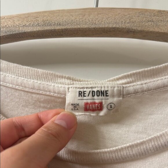 Re/Done Hanes Classic Tee in Optic White Size S - Picture 8 of 10